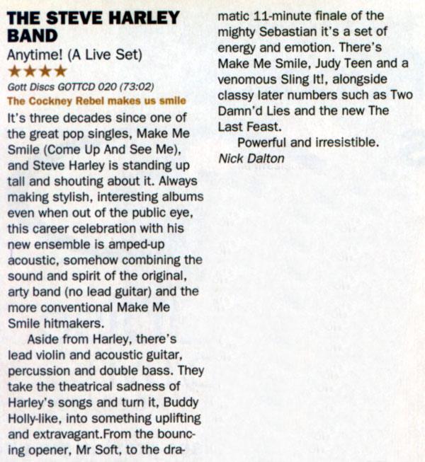 Record Collector Interview with Steve and review of Anytime! (A Live Set)
