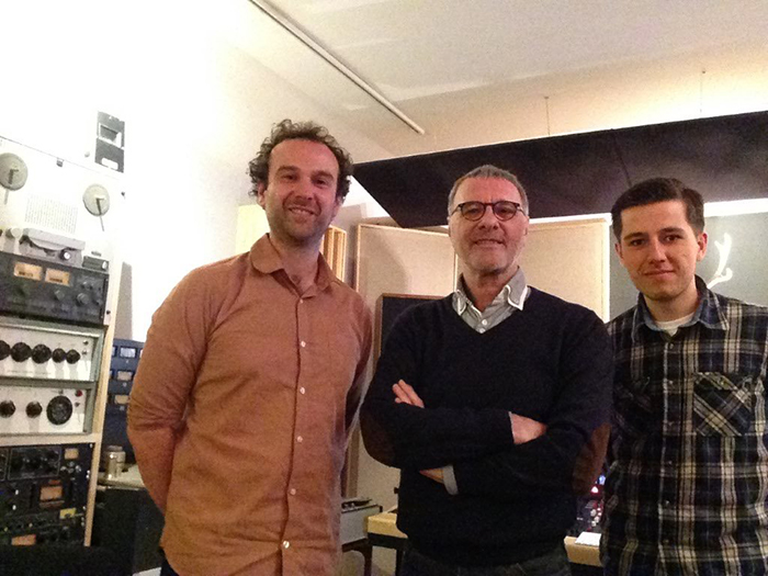 Engineer Richard Clark, left, and assistant George at 'Ordinary People' session, The Shrubbery Studio, Bury St Edmunds