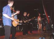Victoria Beebee with her all-male backing band, Hayes, November 2001