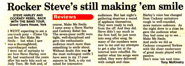 A rave review of last year's York sho