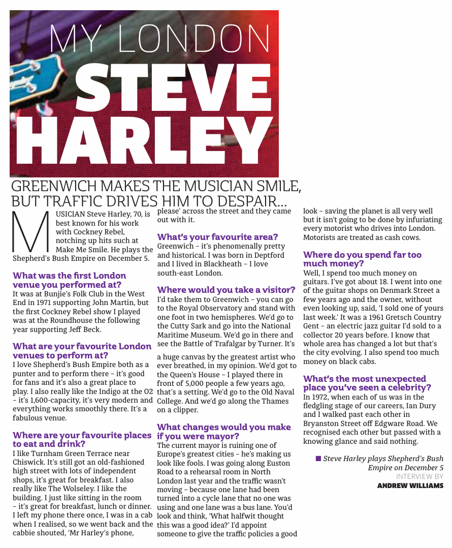 Steve's London in Metro Newspaper