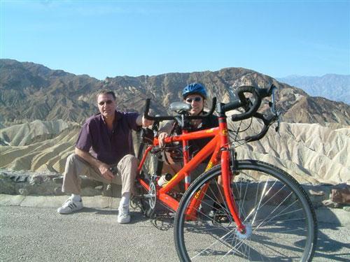 Steve Harley + tandem at Zabriskie Point shortly before descent when brakes failed